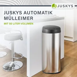 Juskys Runder Mülleimer mit Sensor - Silber