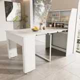 STILVORA Esszimmer-Stauschrank mit Ausziehbarer Esstisch oberes Regal, Einweg-Ausziehtisch, vier Längen eingestellt, Platzsparender Multifunktion,... - Weiß