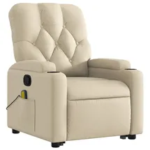 vidaXL Massagesessel mit Aufstehhilfe Stoff 86,5 x 93,5 x 86,5 cm Creme