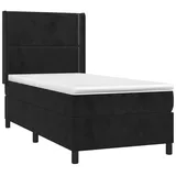 vidaXL Boxspringbett mit Matratze Schwarz 100x200 cm Samt