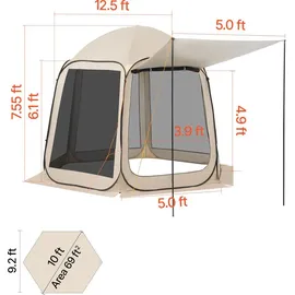 Vevor Pop-up-Zelt 304,8x280,4 cm Beige