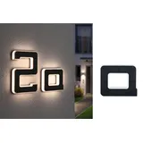 Paulmann LED Außen-Wandleuchte Solar Hausnummer, LED fest integriert, Warmweiß, LED-Modul, Hausnummern, Buchstaben wählbar, Akku wechselbar schwarz 16 cm x 13,4 cm x 3 cm