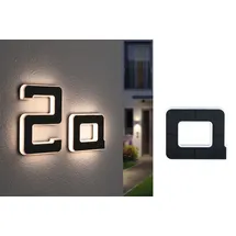 Paulmann LED Außen-Wandleuchte Solar Hausnummer, LED fest integriert, Warmweiß, LED-Modul, Hausnummern, Buchstaben wählbar, Akku wechselbar schwarz 16 cm x 13,4 cm x 3 cm