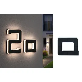 Paulmann LED Außen-Wandleuchte Solar Hausnummer, LED fest integriert, Warmweiß, LED-Modul, Hausnummern, Buchstaben wählbar, Akku wechselbar schwarz 16 cm x 13,4 cm x 3 cm