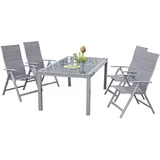 gardenson Gartengarnitur 5-tlg. Taviano Metall/Textil/Glas