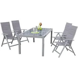 gardenson Gartengarnitur 5-tlg. Taviano Metall/Textil/Glas