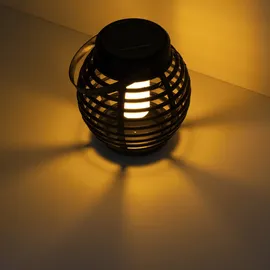 MARELIDA LED Solar Laterne Flammeneffekt Balkon Tischleuchte Korboptik Sensor