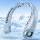 AUIIAH Nackenventilator Blattlos Tragbarer Halsventilator, Wiederaufladbarer Nackenlüfter Leise, Geschenke für Männer Frauen, Ventilator für Hitzewallungen, Reisen, Camping - Hellblau
