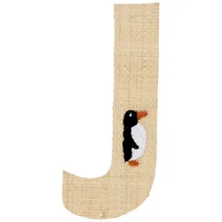 RICE Raffia Buchstaben Sticker, J, Pinguin