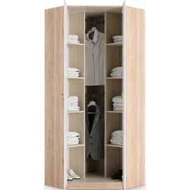 Priess Eckkleiderschrank PRIESS "Barcelona Kleiderschrank Ecklösung Raumwunder", weiß (eichefarben artisan, weiß), B:78cm H:193cm T:78cm, Holzwerkstoff, Schränke, Eckkleiderschrank, in 2 Tiefen Schrank Eckschrank Garderobe