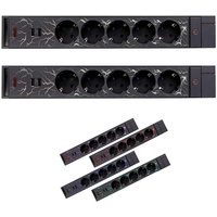 2er Set - Coole Gamer Mehrfachsteckdosen 5fach schwarz, Steckerleiste mit Farbwechsel 1,4Meter, 2xUSB Anschluß, Steckdosenleiste