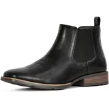 IUV Cowboy-Stiefel für Herren, westliche Knöchelstiefel, lässig, zum Reinschlüpfen, Chelsea-Schuhe für Herren, Schwarz , 42 2/3 EU - 43 EU