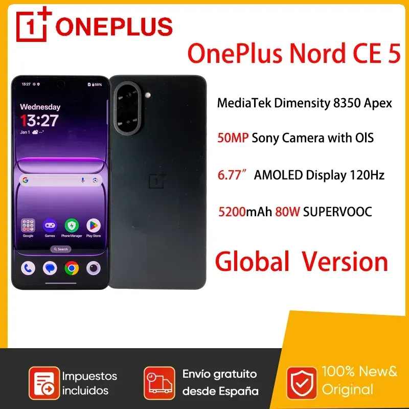 OnePlus Nord CE 5 5G Smartphone MediaTek Dimensity 8350 Apex 6,77 Zoll AMOLED-Display 5200 mAh 80 W SUPERVOOC 50 MP Sony-Kamera OlS OnePlus Nord CE 5 5G Smartphone MediaTek Dimensity 8350 Apex 6,77 Zoll AMOLED-Display 5200 mAh 80 W SUPERVOOC 50 MP Sony-Kamera OlS