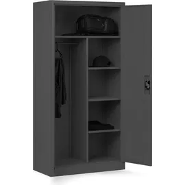 Jan Nowak Metallschrank C34 Aktenschrank Werkzeugschrank Umkleideschrank Spind Flügeltüren Kleiderstange Pulverbeschichtung Metall Abschließbar 185 cm x 90 45 Cm (h B x T: Anthrazit