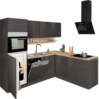 kochstation Winkelküche L-Form 230 x 190 cm grau
