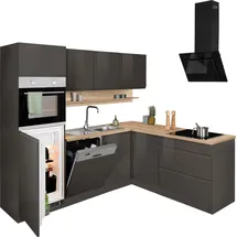 kochstation Winkelküche L-Form 230 x 190 cm grau