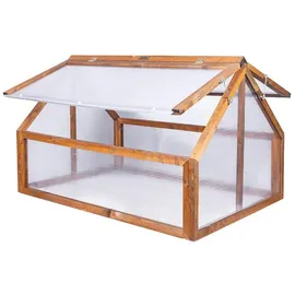 QLS Mini-Gewächshaus Holz Braun Blankglas 0 mm 0 m2