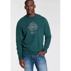 Sweatshirt, lange Ärmel, lässige Passform, mit Print, Rundhals, Gr. XXL (60/62), dunkelgrün, , 63995258-XXL