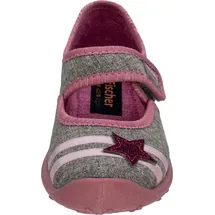 Fischer Markenschuh Fischer Kinder Hausschuh Mädchen Mary Jane Ballerina Glitzer Stern 632344, Größe:33 EU, Farbe:Grau - Grau - 33