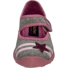Fischer Markenschuh Fischer Kinder Hausschuh Mädchen Mary Jane Ballerina Glitzer Stern 632344, Größe:33 EU, Farbe:Grau - Grau - 33