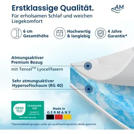 AM Qualitätsmatratzen Kühlender Matratzentopper 180 x 200 cm weiß
