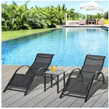 Outsunny Sonnenliege 3er-Set  Schwarz