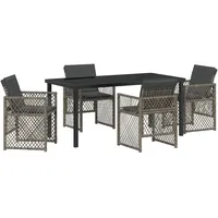 vidaXL Garten Essgruppe 5 pcs Grau Poly Rattan