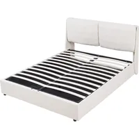 [en.casa] Polsterbett Lunner mit Matratze 140x200 cm Beige