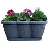 Hossi's Wholesale Blumenkasten Balkonkasten Pflanzkasten Anthrazit im Wellendesign mit passendem Bewässerungsuntersetzer