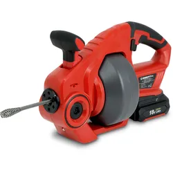 EBERTH Rohrreinigungsmaschine 18V Akku, 7,6m Spirale, 560 U/min, 11mm Durchmesser, Vor- und Rückwärtsgang