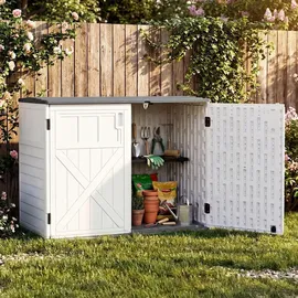 Costway Gartenschrank 118 x 63 x 94 cm Grau/Weiß