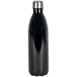 INTIRILIFE Trinkflasche aus Edelstahl in SCHWARZ - 1 Liter Füllmenge - Thermoskanne Isolierflasche Auslaufsicher Thermosflasche für Wasser Tee Kaffee Getränke Uni Sport Fitness Camping Wandern Outdoor