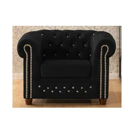 S-Style Chesterfield Sessel Cleo Blink Samt 104 x 72 x 0 cm Schwarz