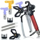 rosfix Spritzpistole für Rosfix UltraSpray RedJet RJ1 Lackiergerät + Rosfix Ultra Spray 517 Lackierdüse + 2x Fingerfilter Weiß 60 Mesh
