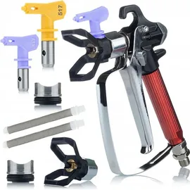 rosfix Spritzpistole für Rosfix UltraSpray RedJet RJ1 Lackiergerät + Rosfix Ultra Spray 517 Lackierdüse + 2x Fingerfilter Weiß 60 Mesh