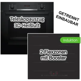 Bosch Herdset Backofen Teleskopauszug + Induktionskochfeld schwarz