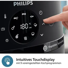 Philips 2000 Series Airfryer NA221/00 schwarz/silber 4,2 L mit Sichtfenster