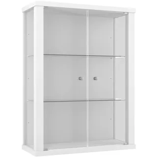 VR-Wohnideen K-Möbel Hängevitrine Glas in Weiss (80x60x25 cm) mit 2 höhenverstellbaren Glasböden - Modellauto Vitrine Weiß - Vitrinenschrank Weiss - Sammlervitrine