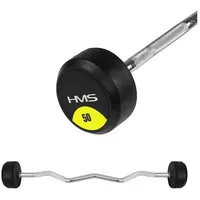 HMS GSL-50 Curlstange gummibeschichtet 50 kg schwarz/silber