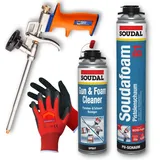 SET SOUDAL Profi Montageschaum B1 Pistole Schwerentflambar plus Arbeitshandschuh