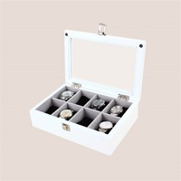 Uhrenbox aus Holz - Ausstellungsständer/Box Set/Aufbewahrungsbox für Schmuckuhren - 8 Grids Uhrenbox mit Glasdeckel (8 Emplacements) (Farbe : Weiß)
