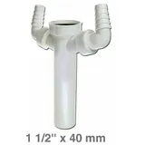 Europart Verstellrohr 1 1/2"x40mmØ mit 2 Geräteanschlüssen für Spülbeckenablaufsiphon