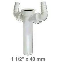 Europart Verstellrohr 1 1/2"x40mmØ mit 2 Geräteanschlüssen für Spülbeckenablaufsiphon