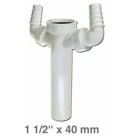 Europart Verstellrohr 1 1/2"x40mmØ mit 2 Geräteanschlüssen für Spülbeckenablaufsiphon