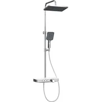 EMKE Duschsystem mit Thermostat Glasablage Handbrause 3 Strahlarten Regendusche,