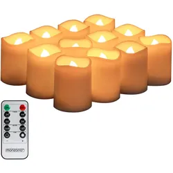 LED Echtwachs Kerzen 12er-Set inkl Fernbedienung
