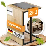 WOHNHOM Beistelltisch FRANK Kleiner Kombitisch [Auch als Couchtisch nutzbar] Coffee Table Holz Sofatisch Nachttisch Tisch Wohnzimmer Betttisch Couchbar Laptoptisch