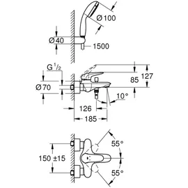 Grohe Eurostyle Einhandwannenmischer Chrom