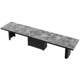 Design Esstisch Tisch HE-444 Marmor dunkel - Schwarz Hochglanz XXL ausziehbar 160 bis 412 cm - Grau