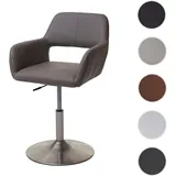 Einzelst�ck | Esszimmerstuhl HWC-A50 III, Stuhl Küchenstuhl, Retro 50er Jahre, Kunstleder ~ taupe-grau, Fuß gebürstet